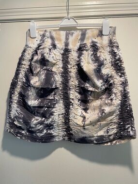 Wearables Ruched Tie-Dye Taupe Cream  Blue Hues Mini Skirt